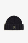COTTON RIBBED BEANIE - BLACK