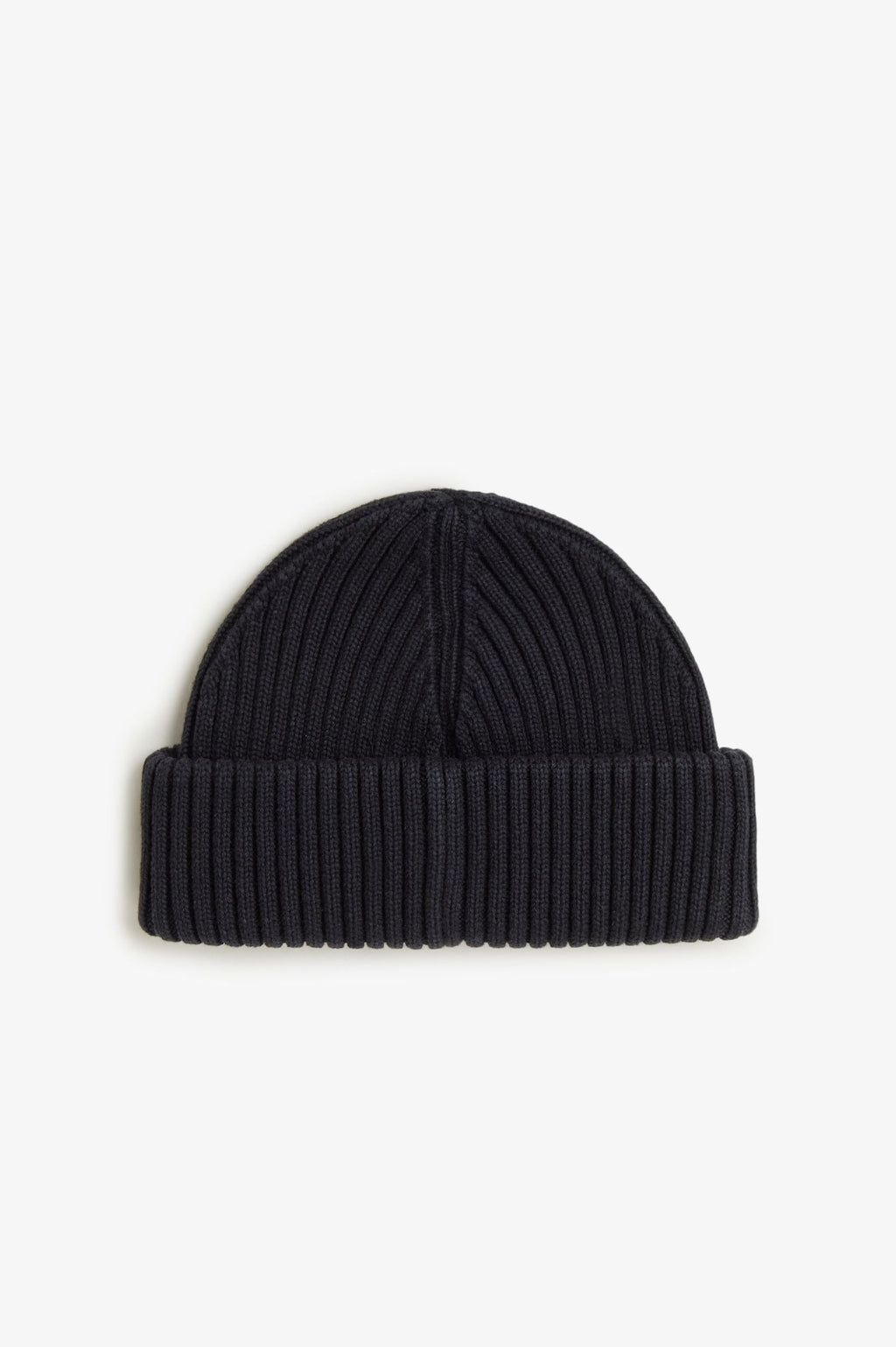 COTTON RIBBED BEANIE - BLACK