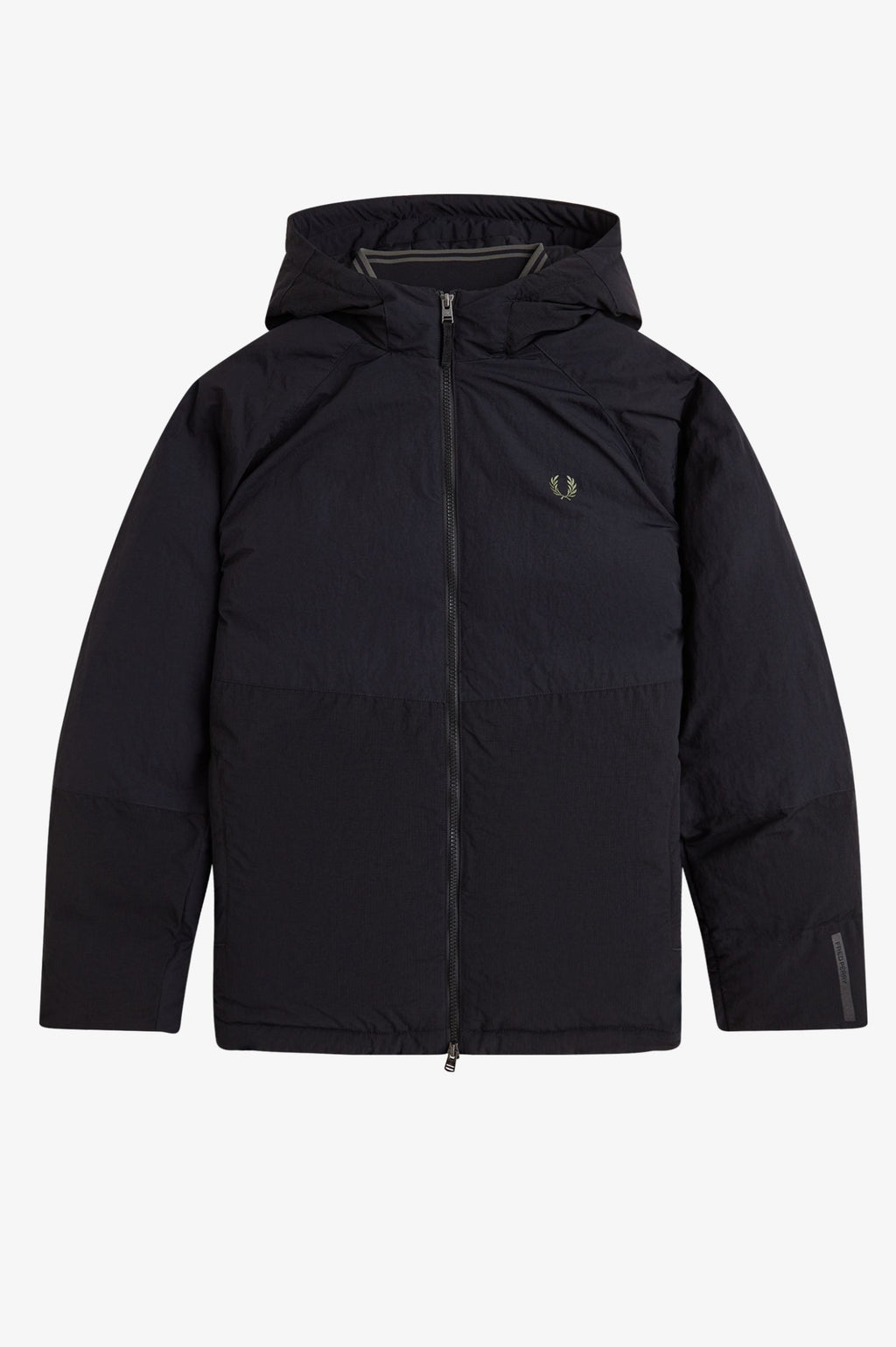 FABRIC BLOCK PADDED JACKET - BLACK
