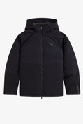 FABRIC BLOCK PADDED JACKET - BLACK
