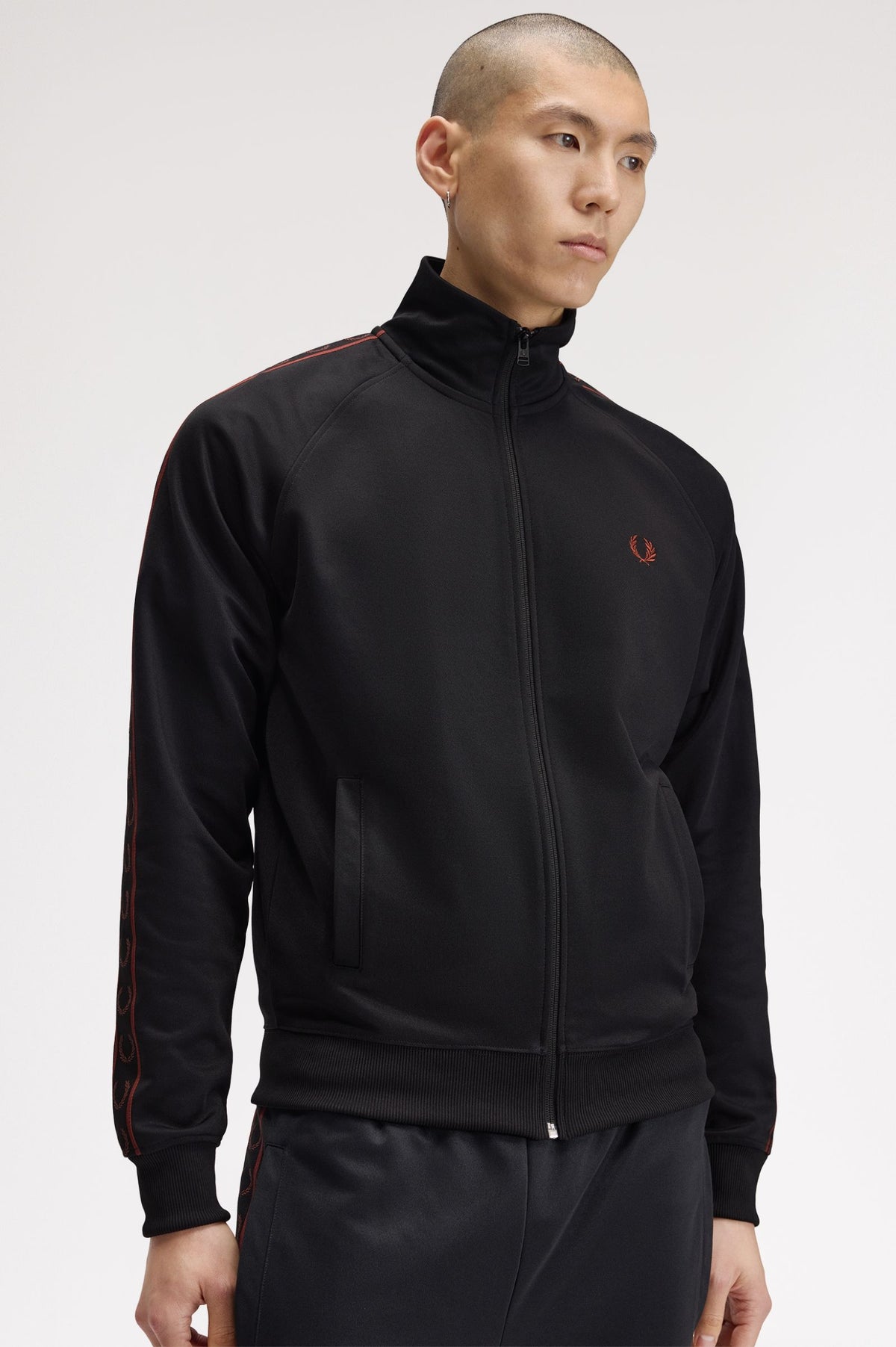 CONTRAST TAPE TRACK JACKET - BLACK