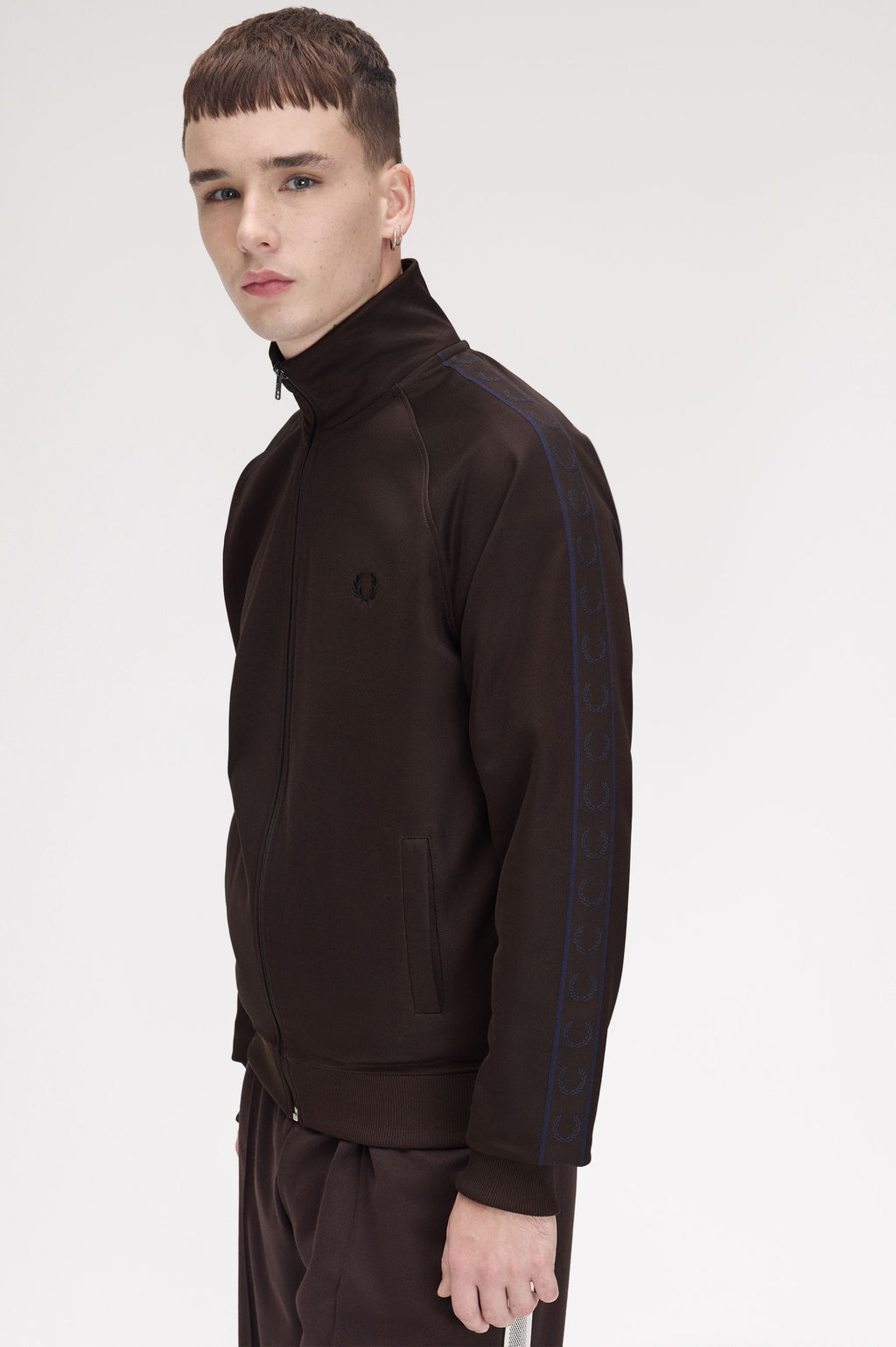 CONTRAST TAPE TRACK JACKET - RICH BROWN