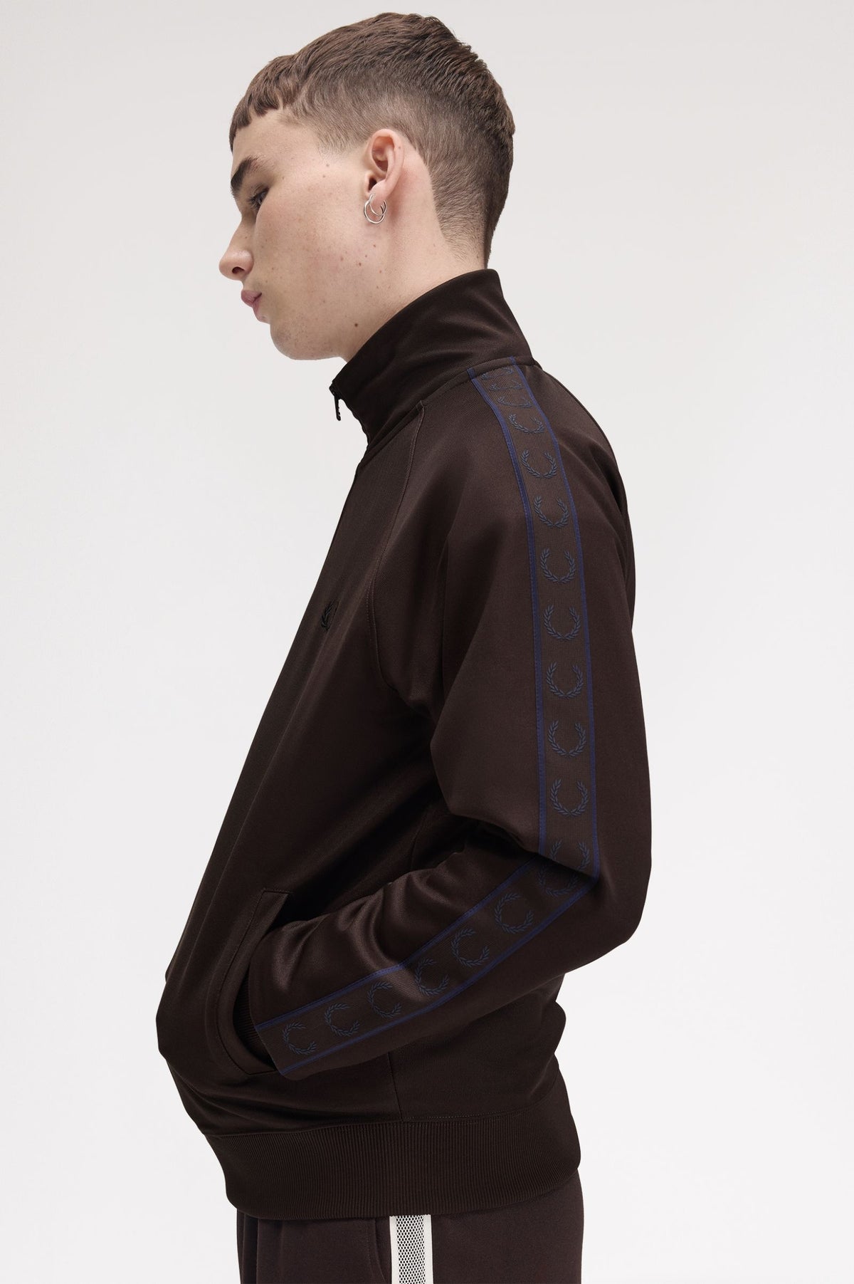 CONTRAST TAPE TRACK JACKET - RICH BROWN