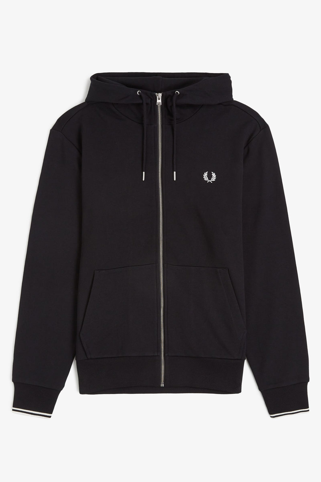 HOODED ZIP TROUGHT SWEATSHIRT - BLACK