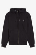 HOODED ZIP TROUGHT SWEATSHIRT - BLACK