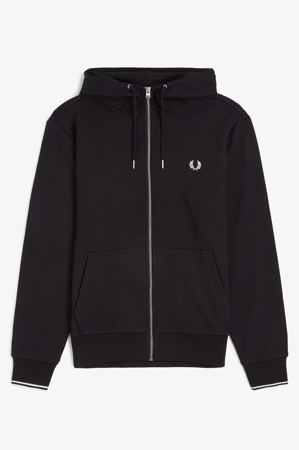 HOODED ZIP TROUGHT SWEATSHIRT - BLACK