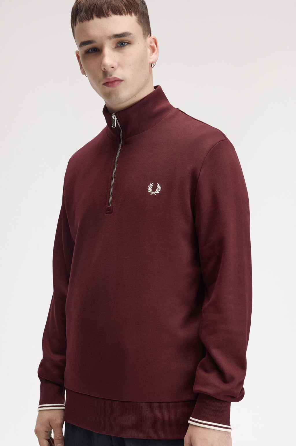 HALF ZIP SWEATSHIRT - OXBLOOD