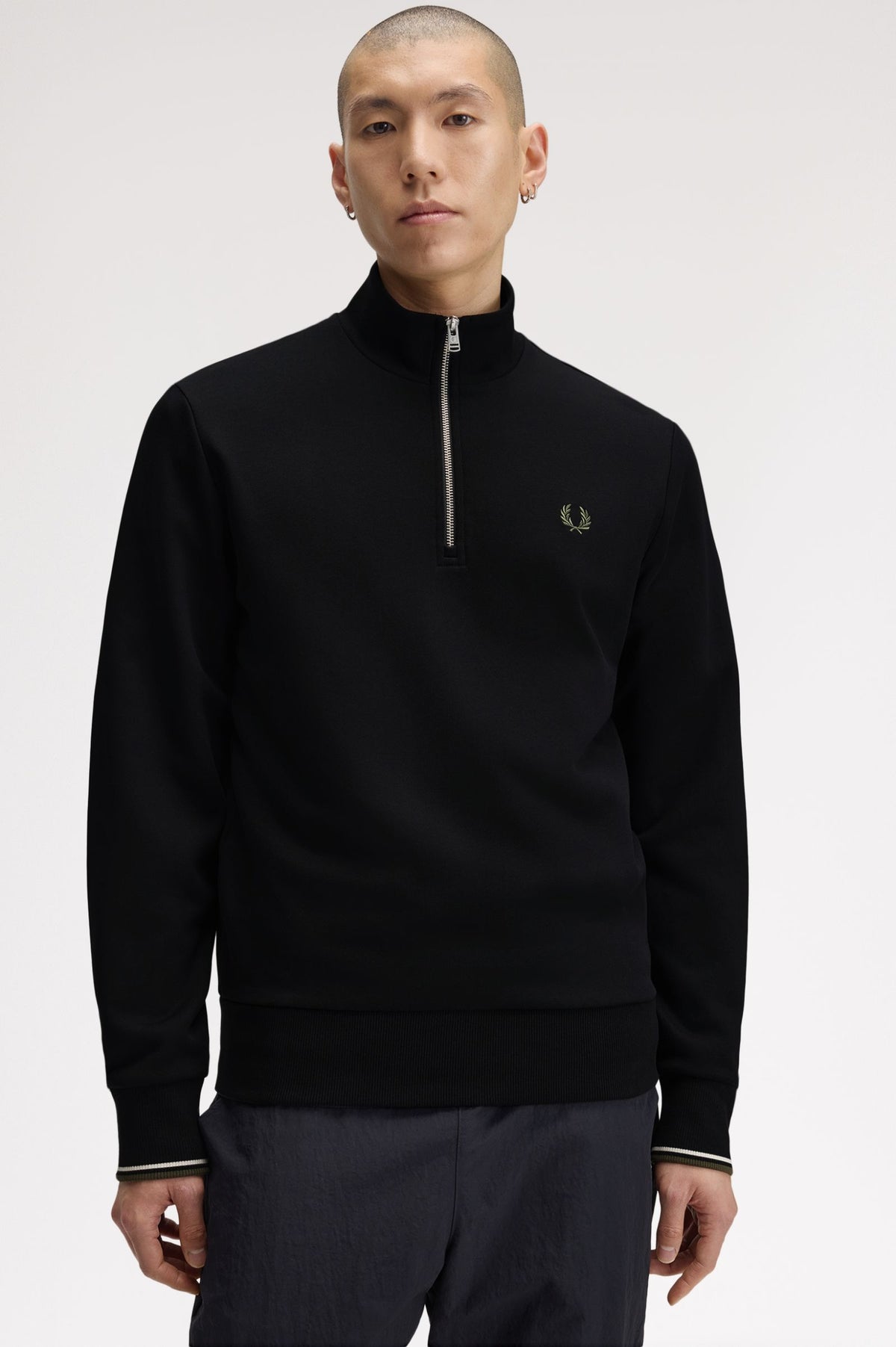HALF ZIP SWEATSHIRT - BLACK