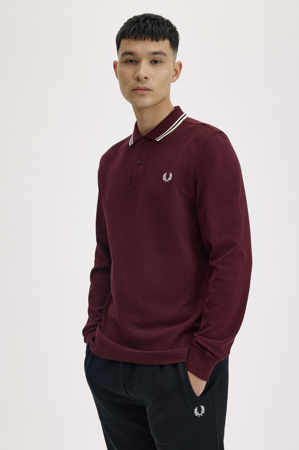 LS TWIN TIPPED SHIRT - OXBLOOD