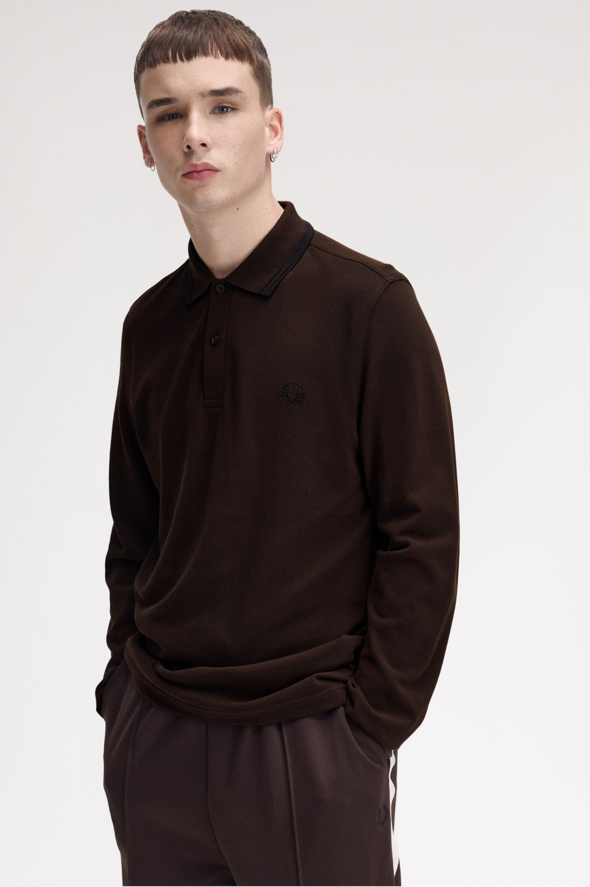 LS TWIN TIPPED SHIRT - RICH BROWN