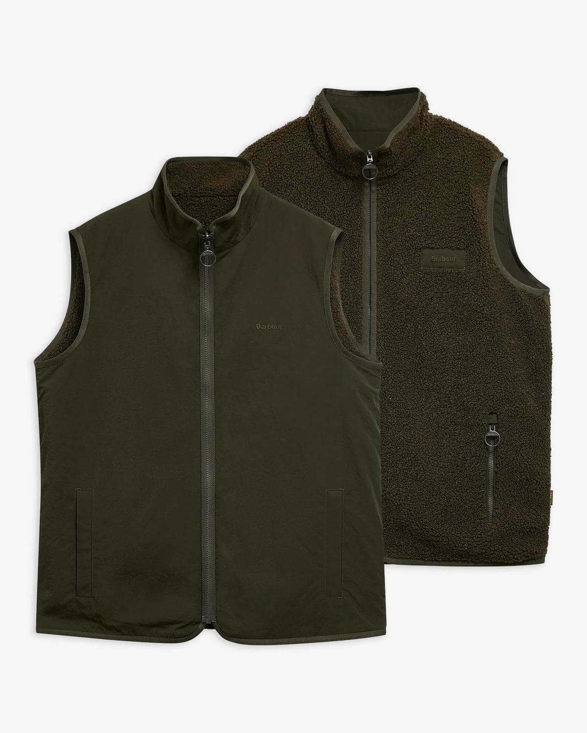 REVERSIBLE FLEECE GILET - SAGE
