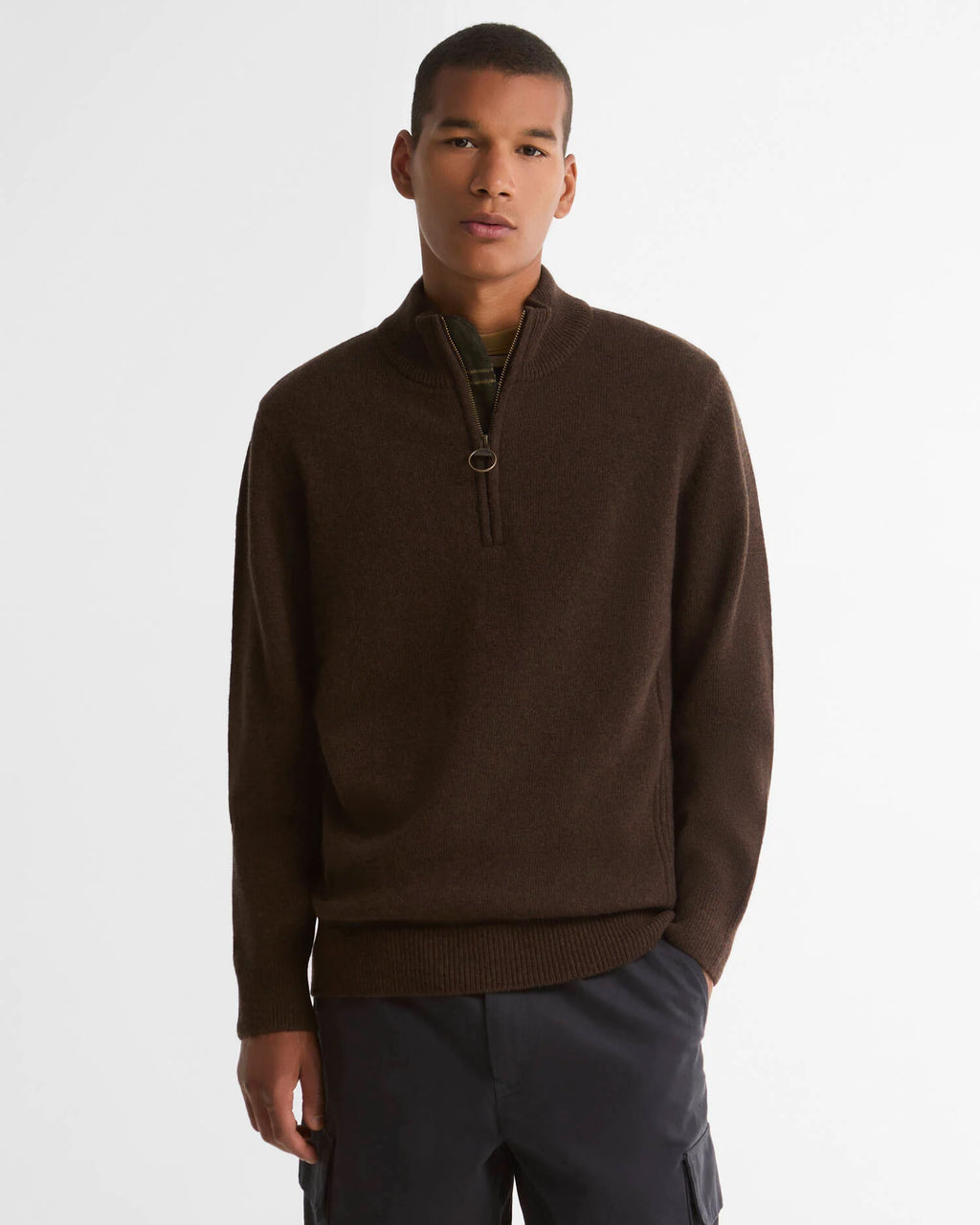 HOLDEN HALF ZIP KNITWEAR - DARK OAK