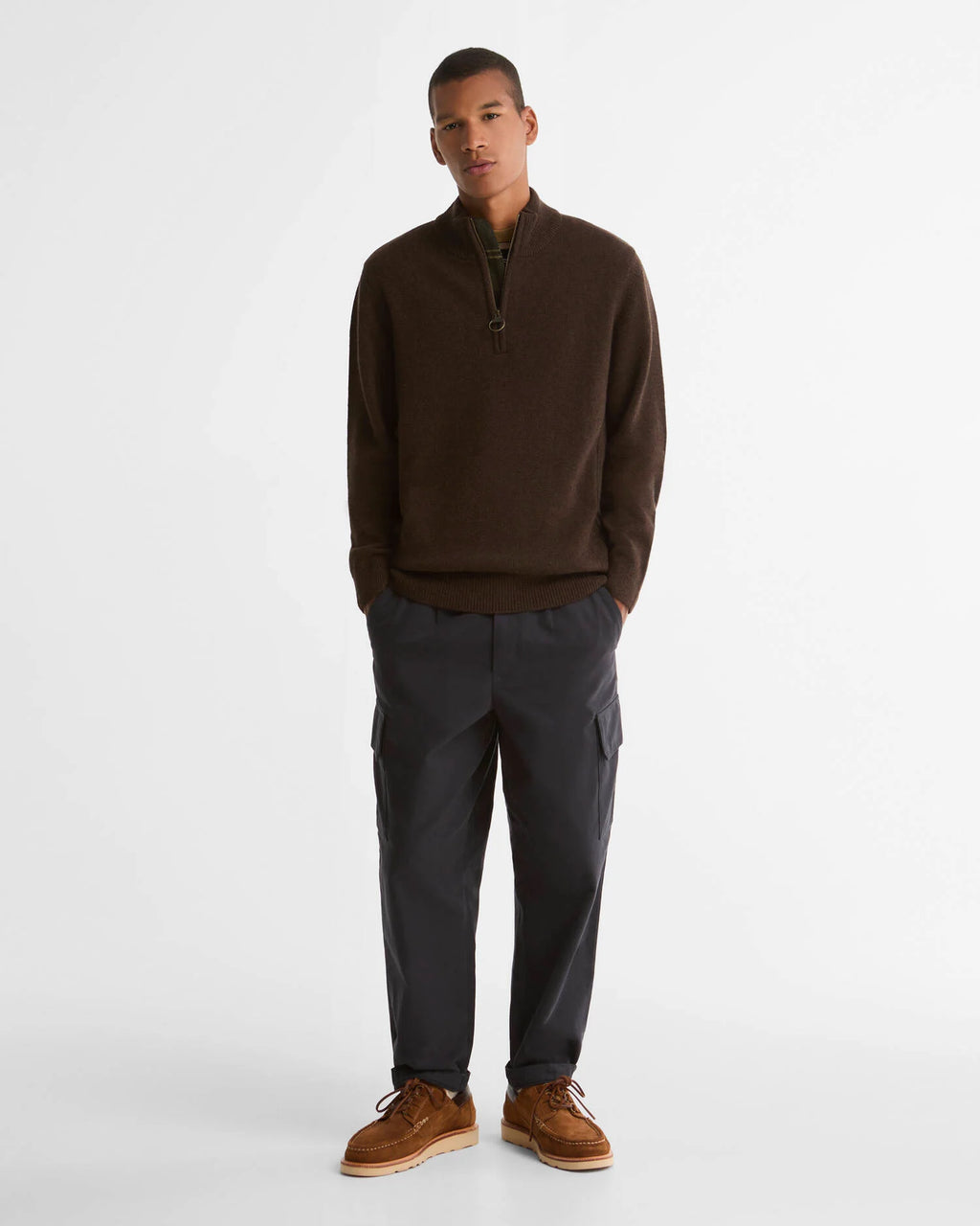 HOLDEN HALF ZIP KNITWEAR - DARK OAK