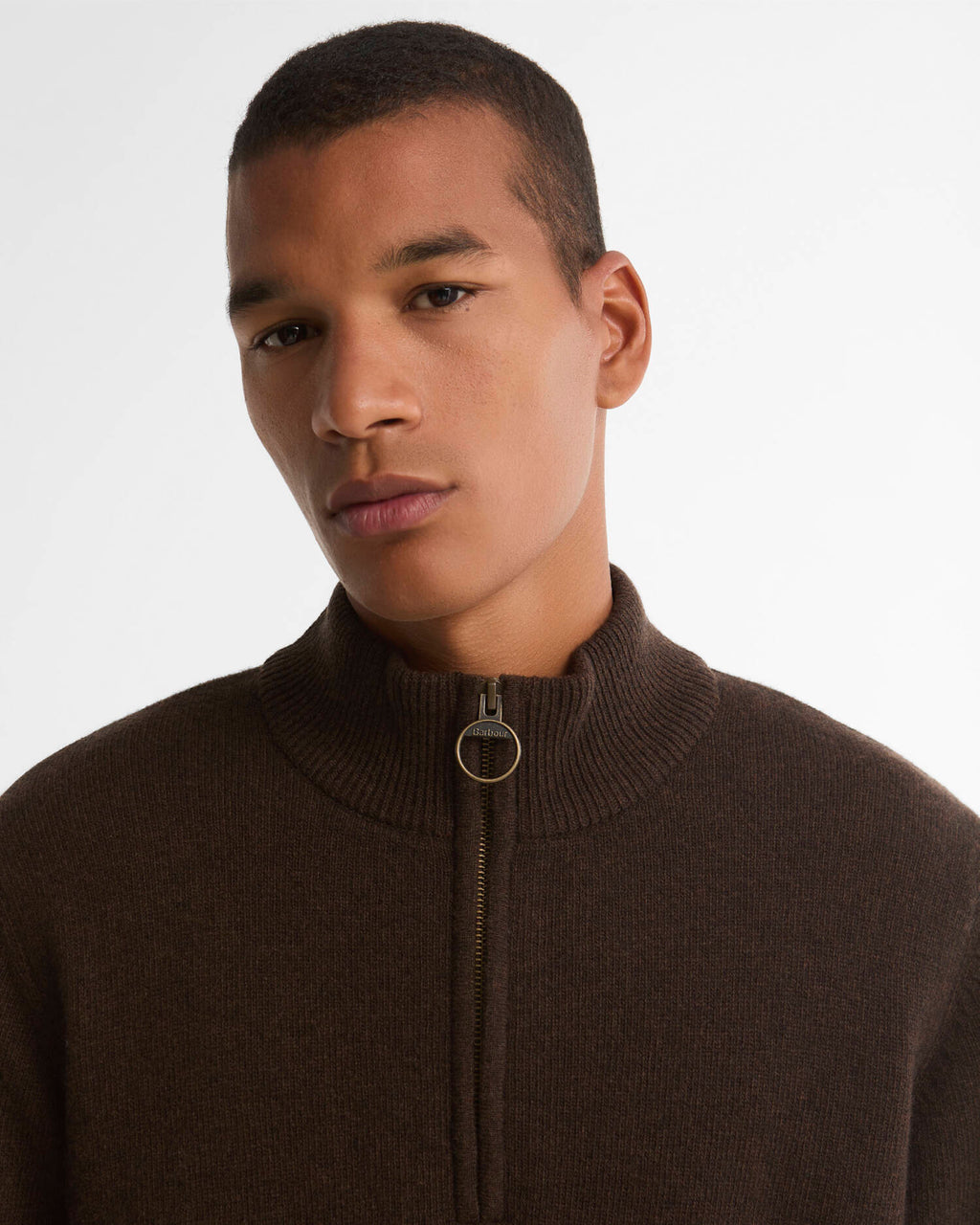 HOLDEN HALF ZIP KNITWEAR - DARK OAK