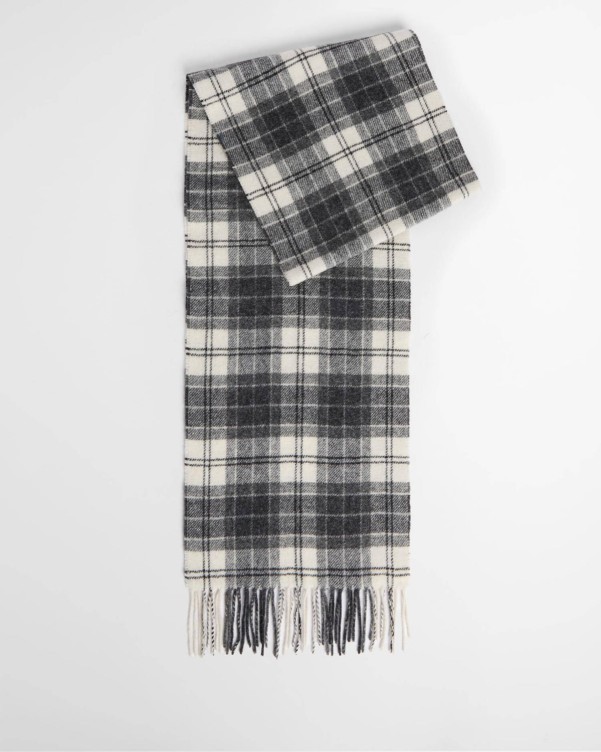 TARTAN LAMBSWOOL SCARF - MONOCHROME TARTAN