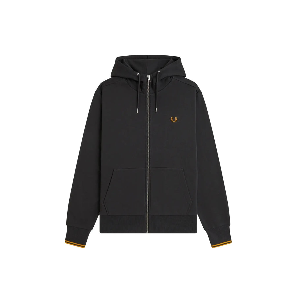 HOODED ZIP THROUGH SWEATSHIRT - ANCHORGRY/GOLDEN