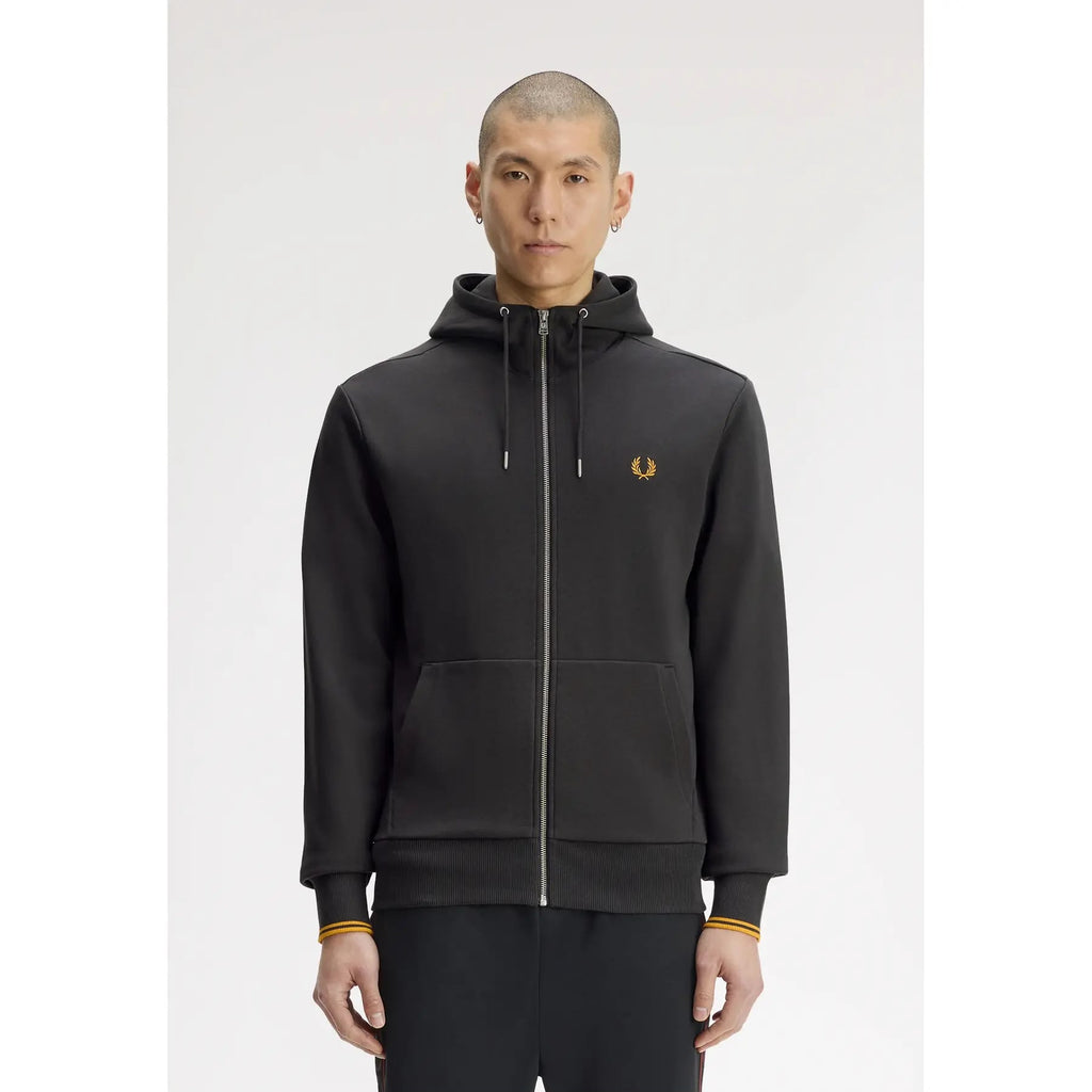 HOODED ZIP THROUGH SWEATSHIRT - ANCHORGRY/GOLDEN