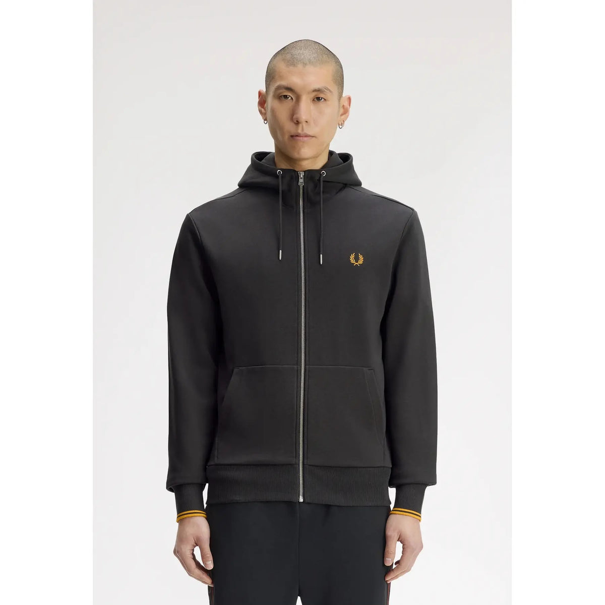 HOODED ZIP THROUGH SWEATSHIRT - ANCHORGRY/GOLDEN