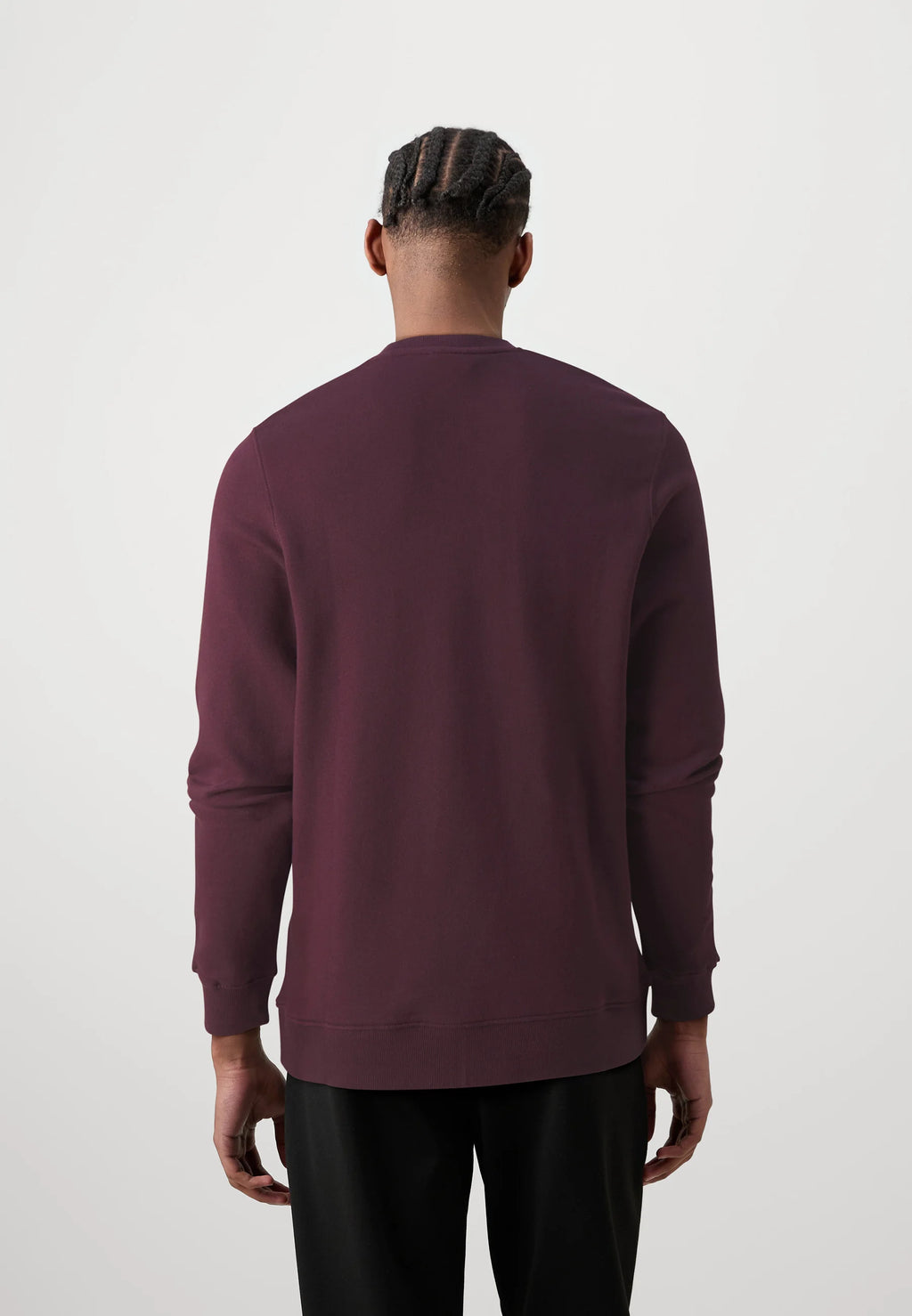 CREW NECK BRUSHBACK SWEATSHIRT - BURGUNDY