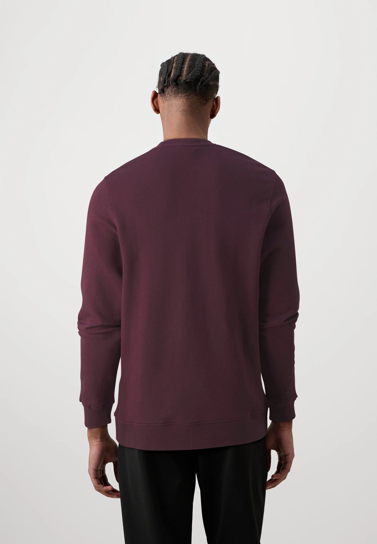 CREW NECK BRUSHBACK SWEATSHIRT - BURGUNDY