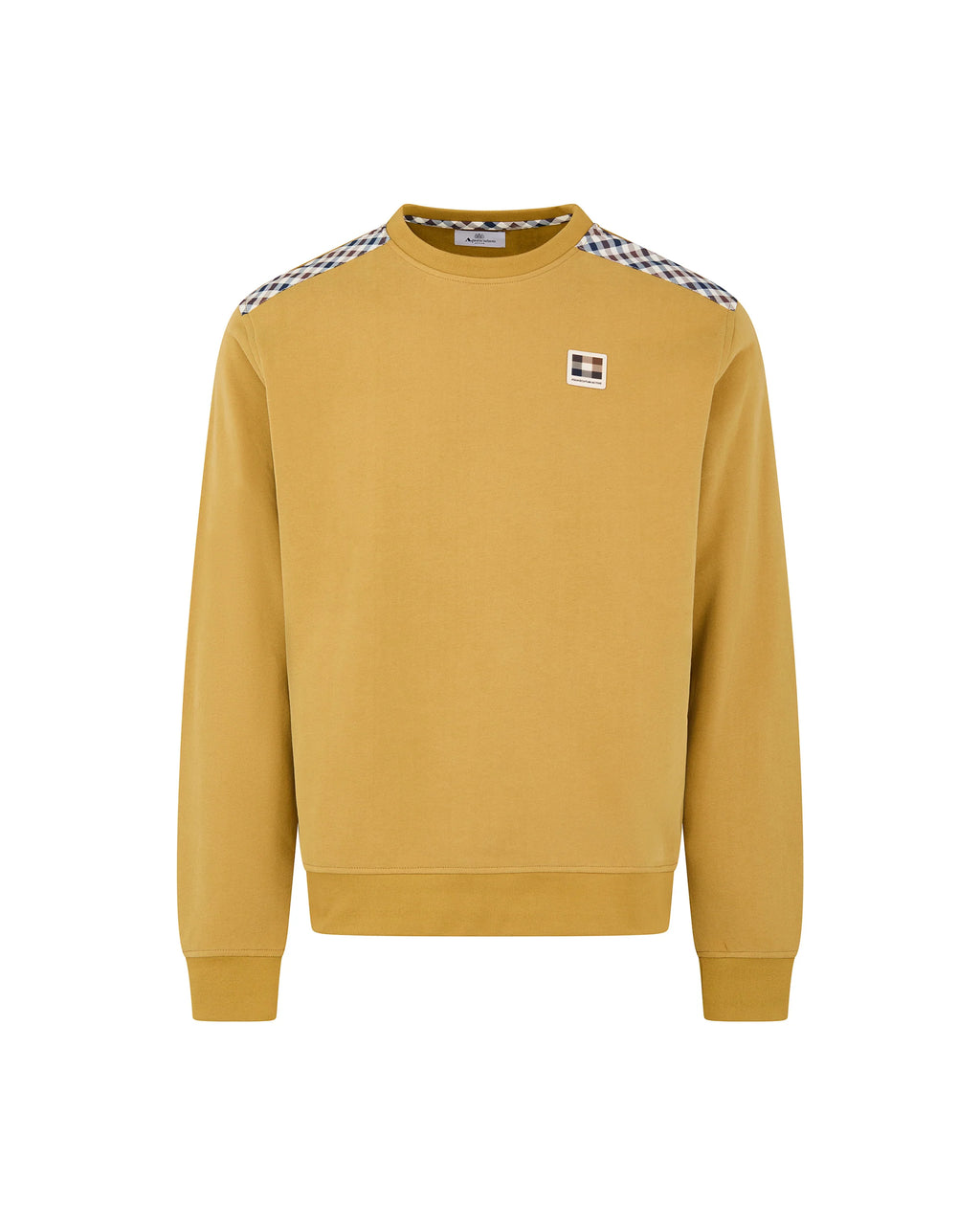 CHECK SHOULDER CREWNECK FLEECE - BRONZE