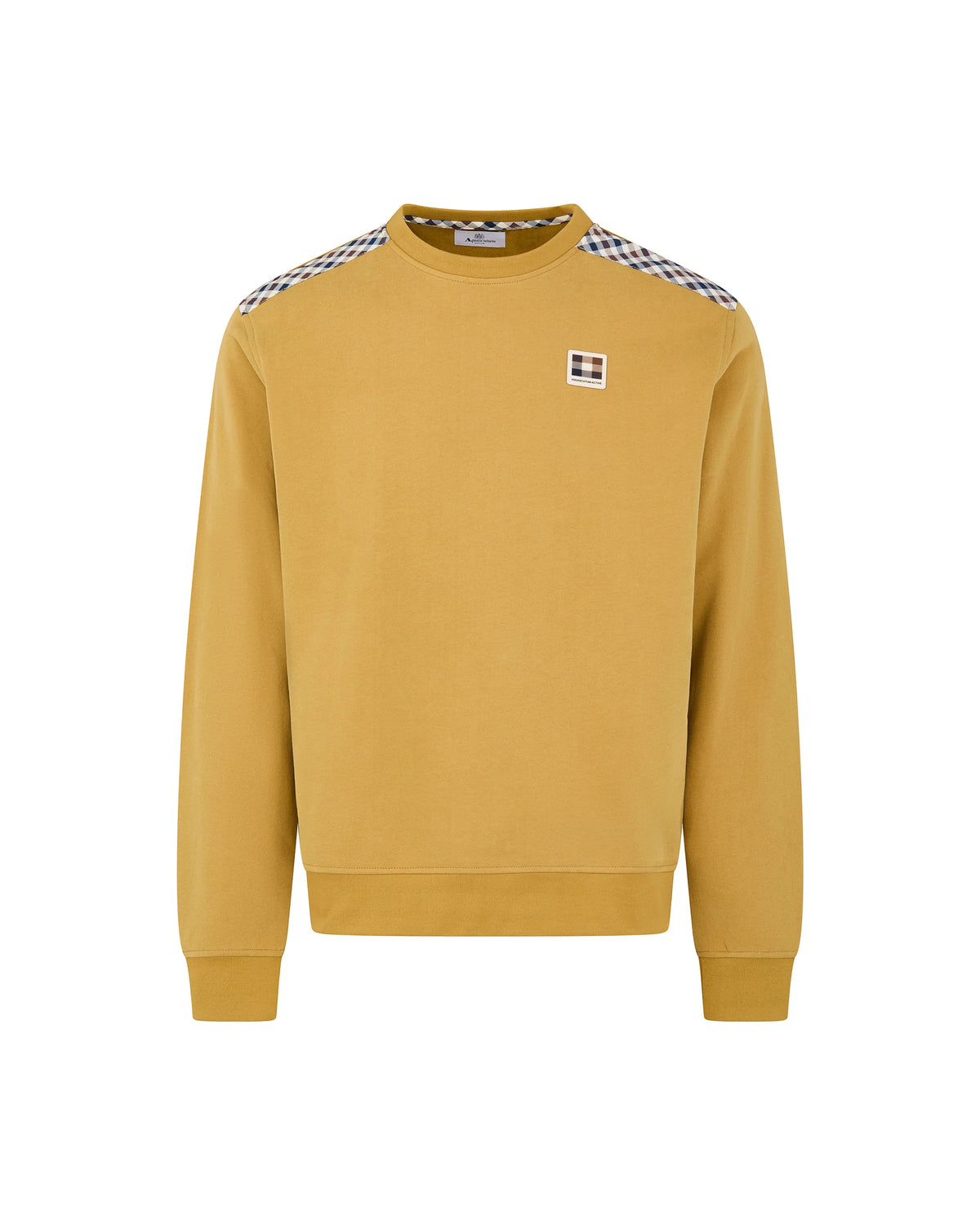 CHECK SHOULDER CREWNECK FLEECE - BRONZE