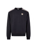 CHECK SHOULDER CREWNECK FLEECE - BLACK