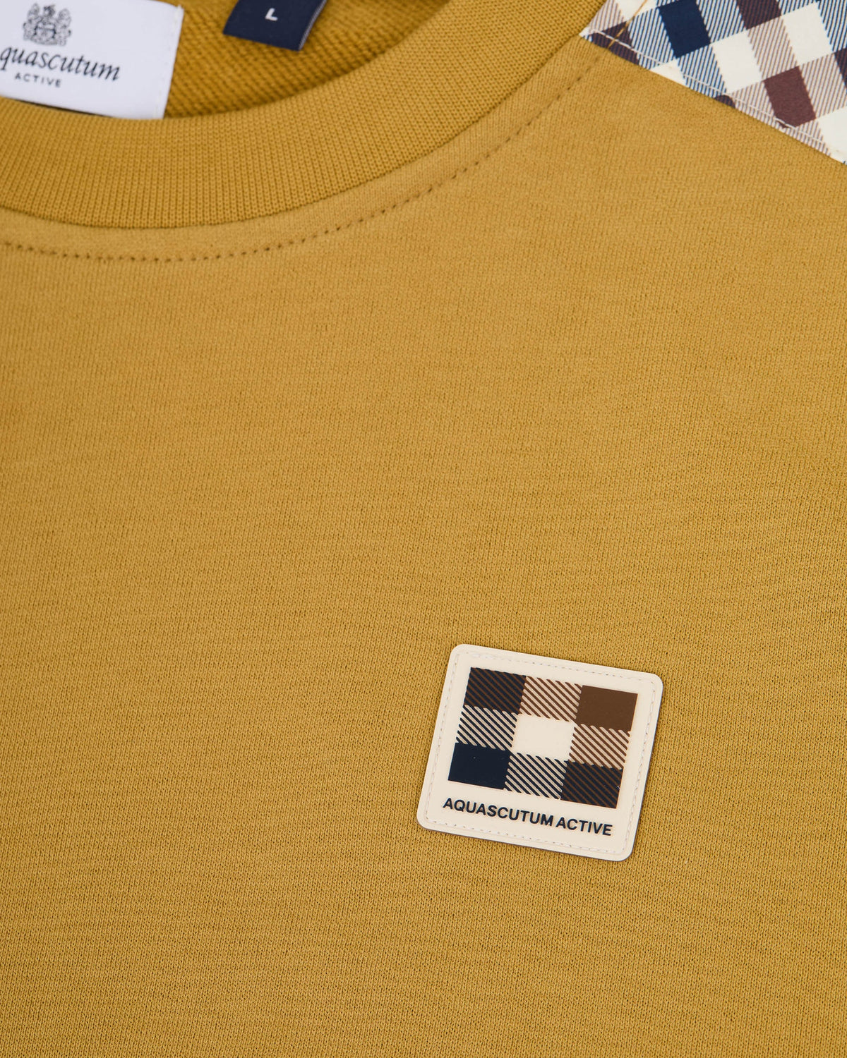 CHECK SHOULDER CREWNECK FLEECE - BRONZE