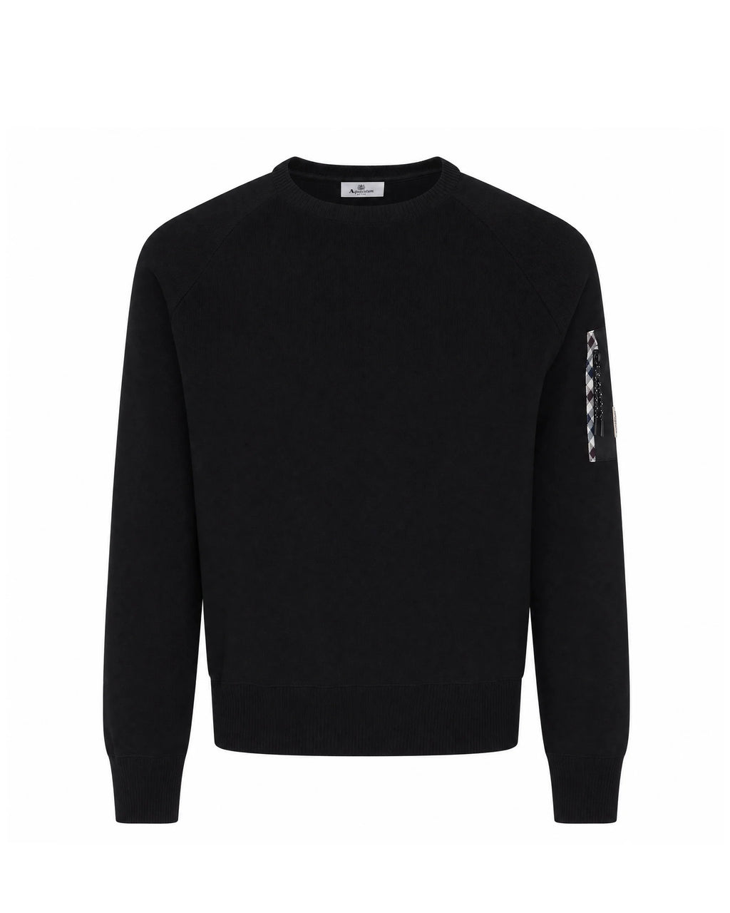 COTTON KNIT CREWNECK SWEATER - BLACK