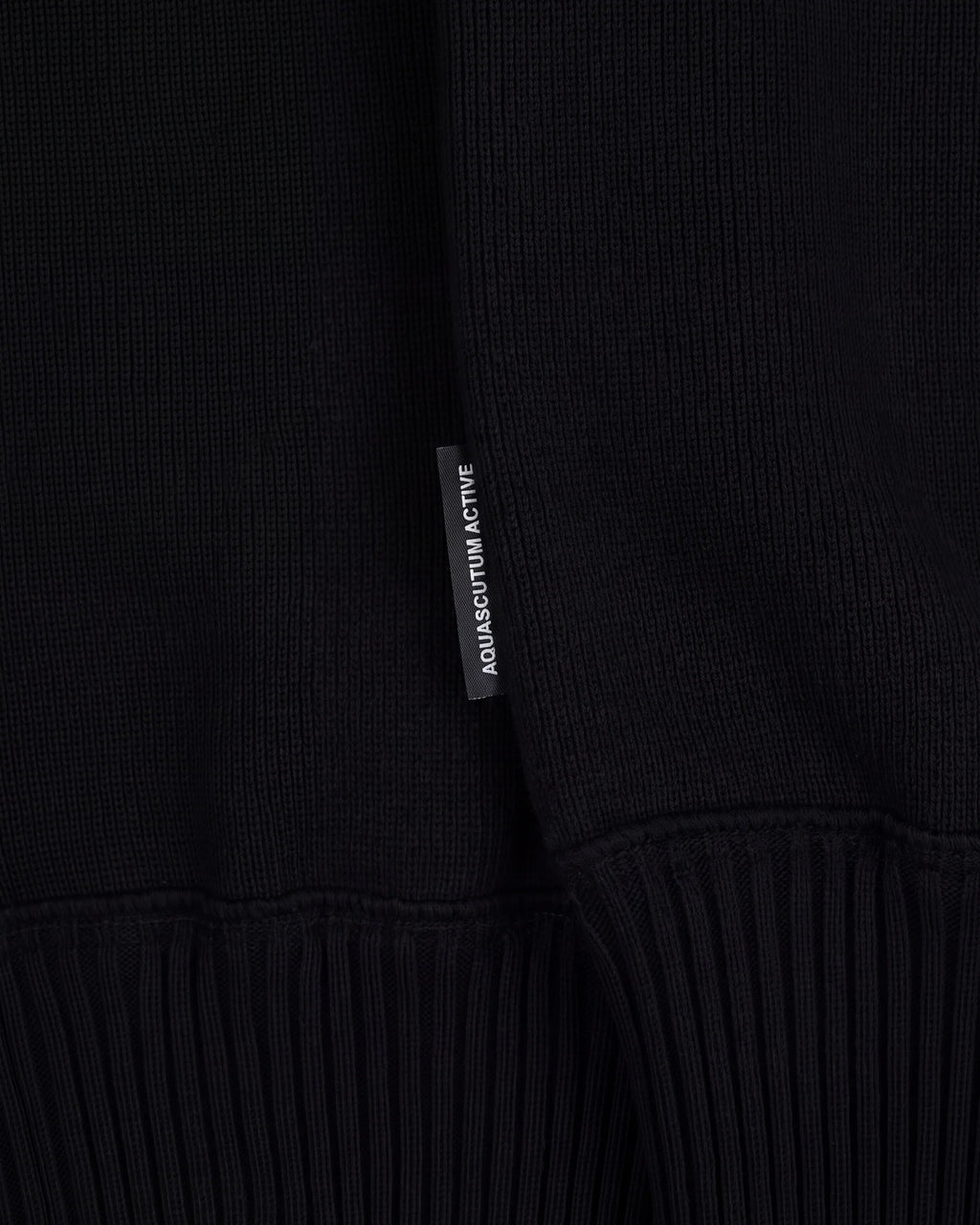 COTTON KNIT CREWNECK SWEATER - BLACK