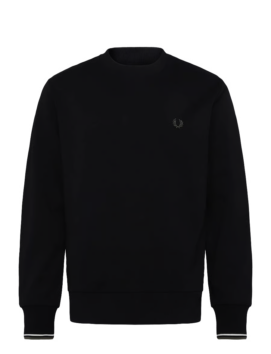 CREW NECK SWEATSHIRT - BLACK/ECRU/LRLWGREEN