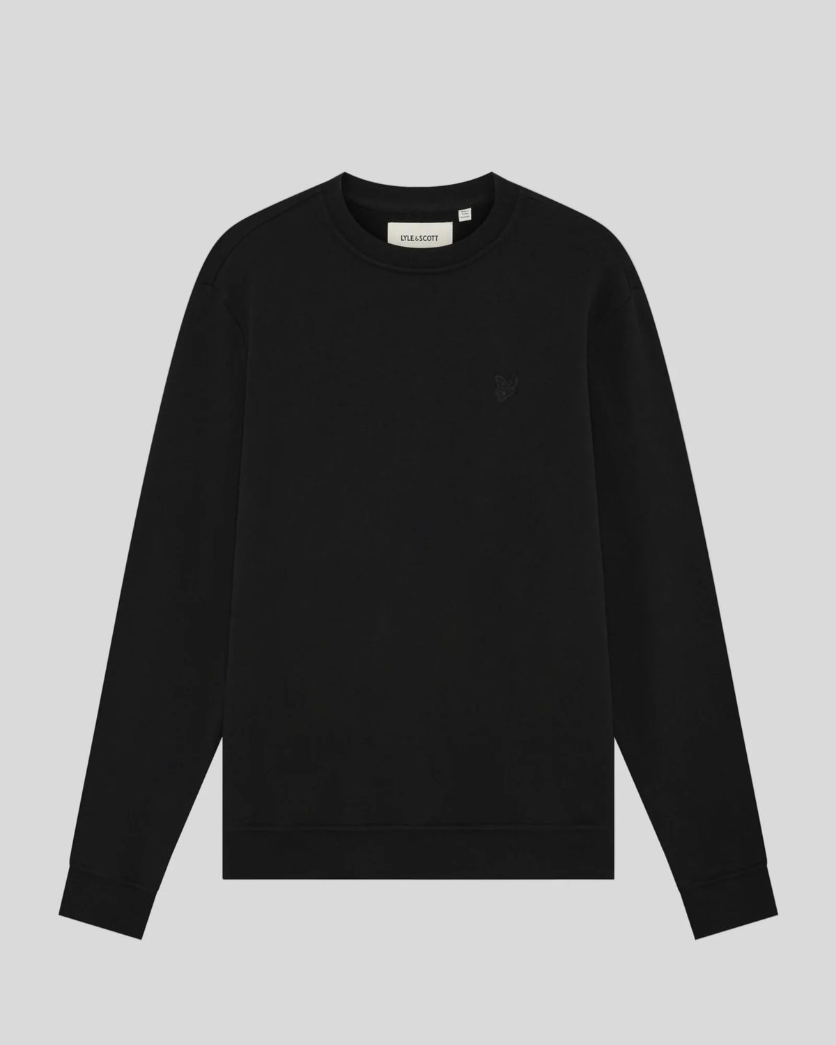 TONAL CREW NECK BRUSHBACK SWEATSHIRT - BLACK