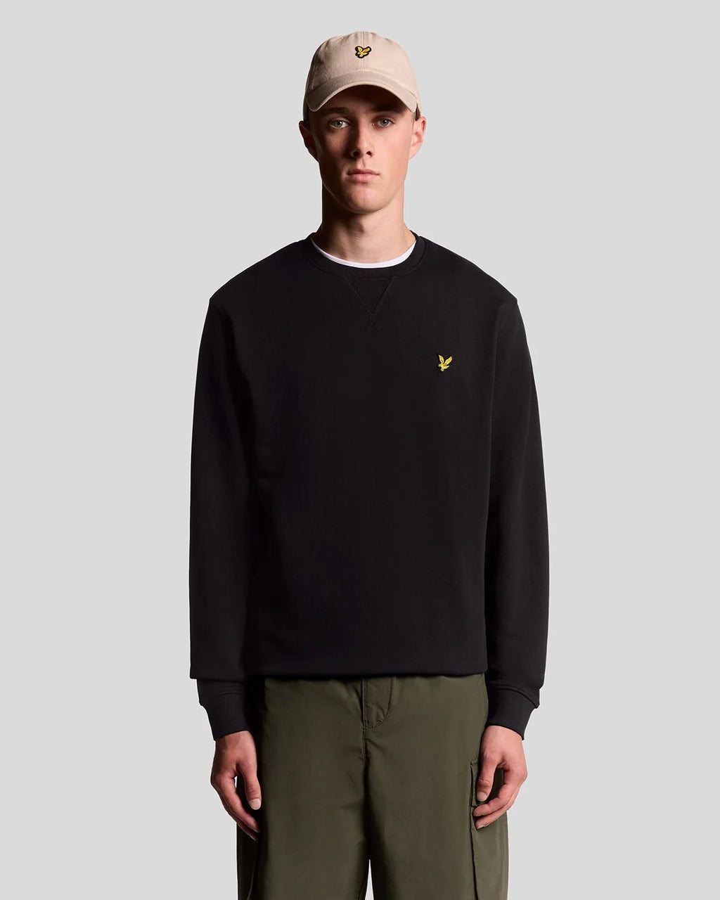 CREW NECK BRUSHBACK SWEATSHIRT - BLACK