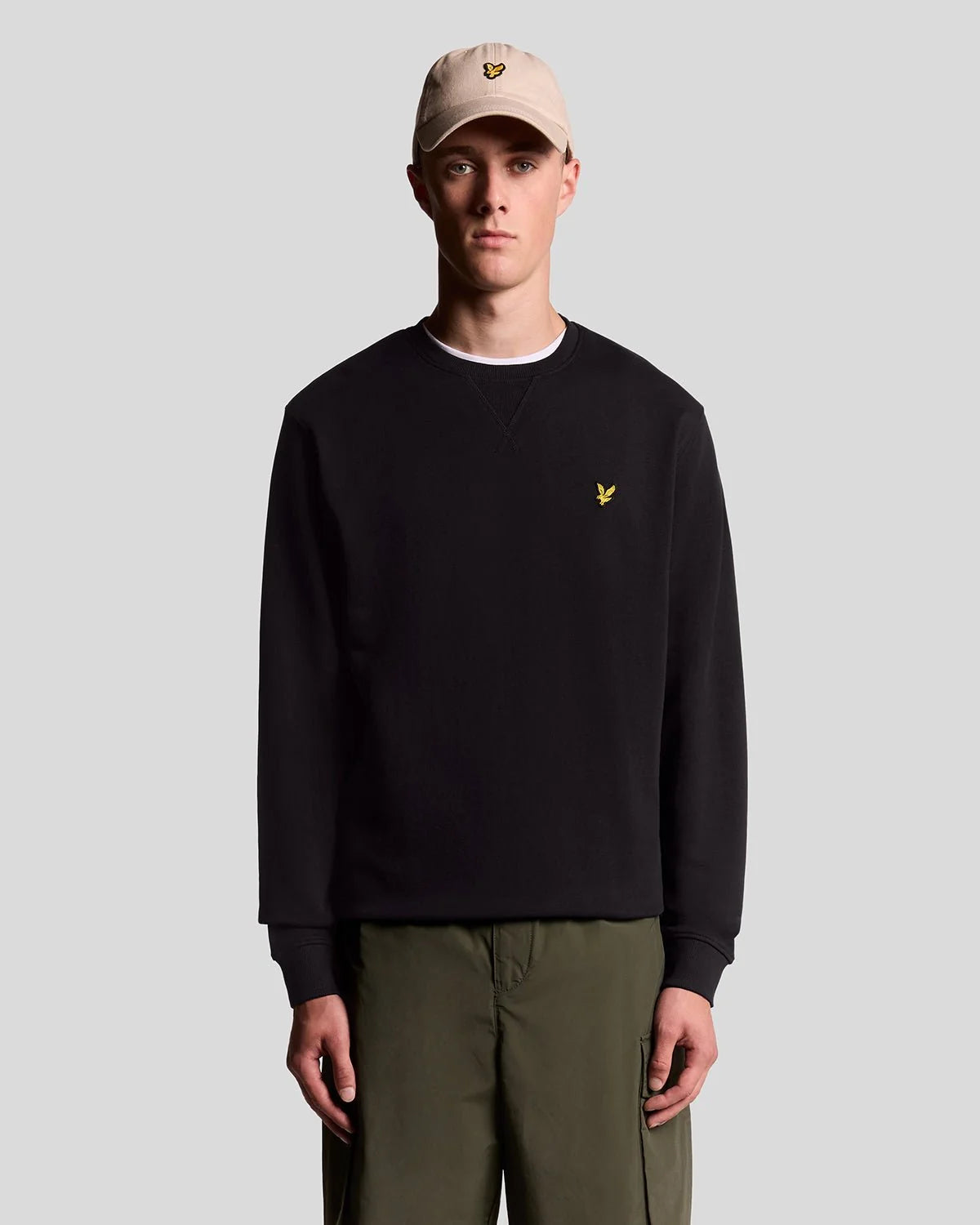 CREW NECK BRUSHBACK SWEATSHIRT - BLACK