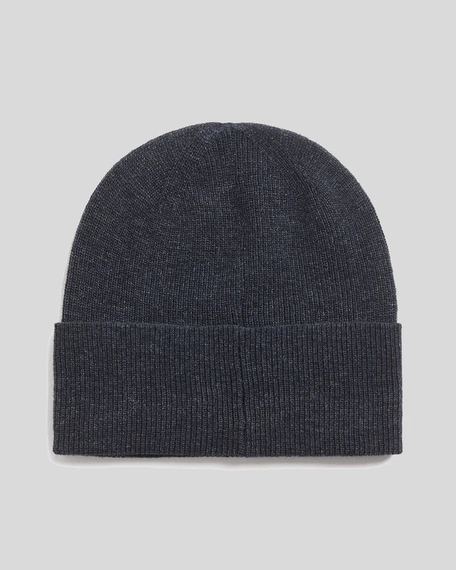 LAMBSWOOL BLEND RIBBED BEANIE - DARK NAVY MARL