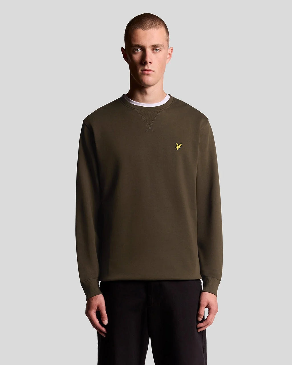 CREW NECK BRUSHBACK SWEATSHIRT - OLIVE