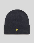 LAMBSWOOL BLEND RIBBED BEANIE - DARK NAVY MARL