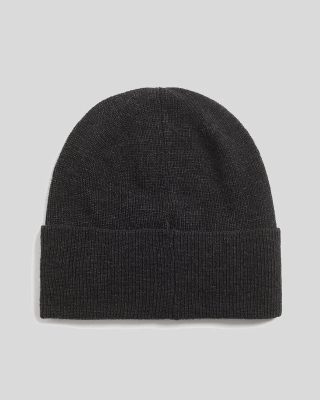 LAMBSWOOL BLEND RIBBED BEANIE - JET BLACK MARL