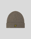 LAMBSWOOL BLEND RIBBED BEANIE - MUTED TAUPE MARL