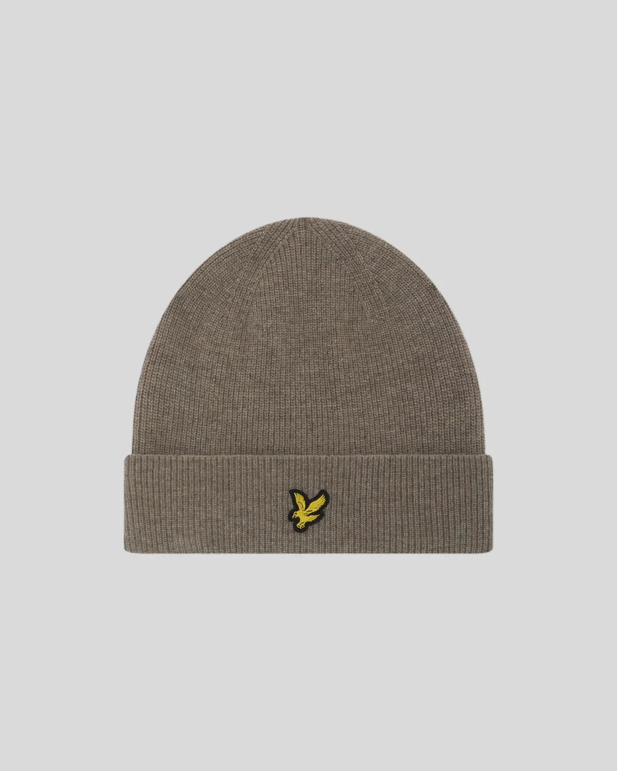LAMBSWOOL BLEND RIBBED BEANIE - MUTED TAUPE MARL