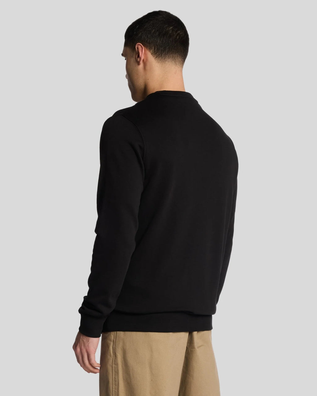 TONAL CREW NECK BRUSHBACK SWEATSHIRT - BLACK